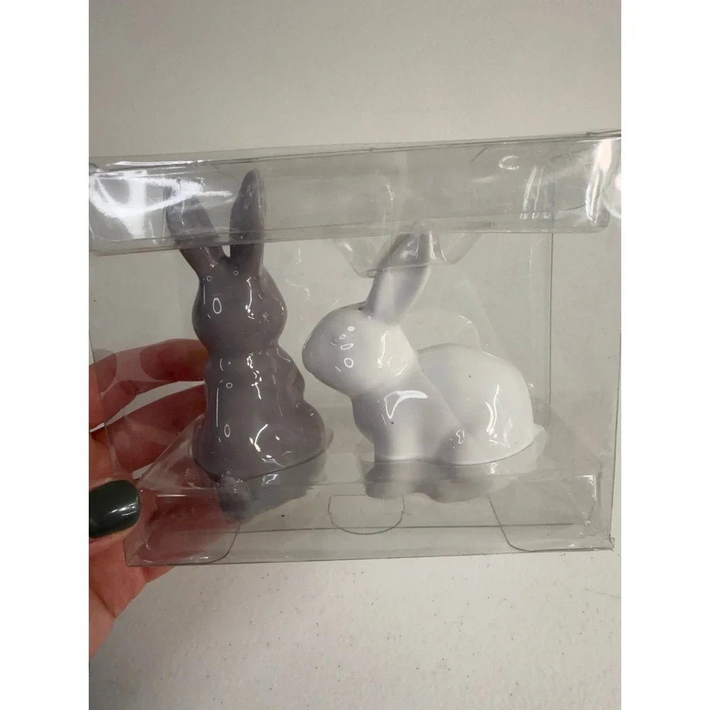 Salt &‎ Pepper shakers white gray glossy kitchen tools home decor spring Easter